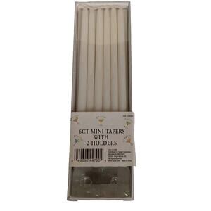 Vintage Target Mini 6" White Candle Tapers w/ Glass Cube Holders